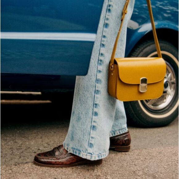 Sezane Andrea Brown Python Print Leather Loafers EU 38 / US 7 - Picture 13 of 13